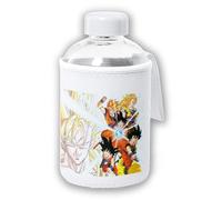 MERCHANDMANIA Bidón cristal con Funda soft shell heroe heroes serie dibujos peleas lucha dragones tapon seguridad botella