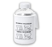 MERCHANDMANIA Bidón cristal con Funda soft shell meme frase graciosa programador codigo compila tapon seguridad botella