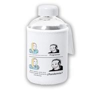 MERCHANDMANIA Bidón cristal con Funda soft shell meme frase graciosa programador hikikomori casa tapon seguridad botella