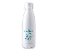 MERCHANDMANIA Bidón Térmico aislante 500 ml acero inoxidable frase graciosa gimnasio deporte hoy cambiamos el gym por el gin tapon seguridad botella deportivo