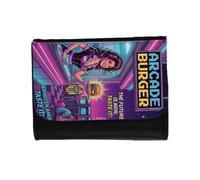 MERCHANDMANIA Billetera Billetero Arcade Burger Retro Poster Vintage Videojuegos Unisex Negro Monedero