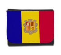 MERCHANDMANIA Billetera Billetero Bandera Andorra Pais Gobierno andorrano Hombre Caballero Negro Monedero