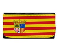 MERCHANDMANIA Billetera Billetero Bandera de Aragon españa Comunidad autonoma Mujer señora Negro Monedero