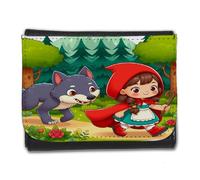 MERCHANDMANIA Billetera Billetero Caperucita roja y el Lobo Cuento niños Infantil Hombre Caballero Negro Monedero