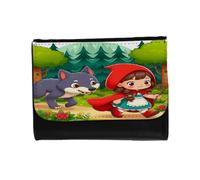 MERCHANDMANIA Billetera Billetero Caperucita roja y el Lobo Cuento niños Infantil Unisex Negro Monedero
