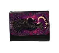 MERCHANDMANIA Billetera Billetero Carta Tarot Bruja Negra Gato Luna astrologia Rosas Unisex Negro Monedero