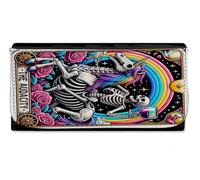MERCHANDMANIA Billetera Billetero Carta Tarot Graciosa Meme Alegria Locura Unicornio Fiesta Mujer señora Negro Monedero