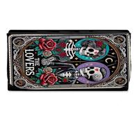 MERCHANDMANIA Billetera Billetero Carta Tarot Graciosa Meme Amantes Amor San Valentin Mujer señora Negro Monedero