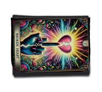 MERCHANDMANIA Billetera Billetero Carta Tarot Graciosa Meme Corazon Roto Broken Heart Hombre Caballero Negro Monedero