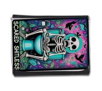 MERCHANDMANIA Billetera Billetero Carta Tarot Graciosa Meme Miedo Terror WC bater Hombre Caballero Negro Monedero
