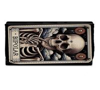 MERCHANDMANIA Billetera Billetero Carta Tarot Graciosa Meme Trastorno Bipolar Locura Mujer señora Negro Monedero