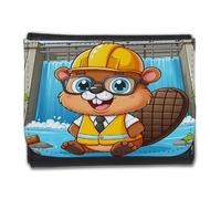 MERCHANDMANIA Billetera Billetero Castor Ingeniero profesion Animal Presa Rio Agua Hombre Caballero Negro Monedero