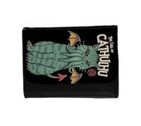 MERCHANDMANIA Billetera Billetero cathulhu Cat Gato Gracioso Meme Lovecraft Terror Horror Unisex Negro Monedero