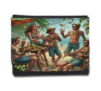 MERCHANDMANIA Billetera Billetero chiringuito Playa Amigos Fiesta Verano Beach Club Hombre Caballero Negro Monedero