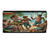 MERCHANDMANIA Billetera Billetero chiringuito Playa Amigos Fiesta Verano Beach Club Mujer señora Negro Monedero