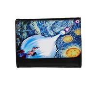 MERCHANDMANIA Billetera Billetero Cuadro Arte la Noche Estrellada Guerrero Manga Anime Unisex Negro Monedero