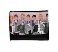 MERCHANDMANIA Billetera Billetero Fake Love Korea BTS Chicos Cantantes Coreanos Unisex Negro Monedero