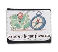 MERCHANDMANIA Billetera Billetero Frase Bonita Aventura Amistad Amor San Valentin Aniversario Novios Hombre Caballero Negro Monedero