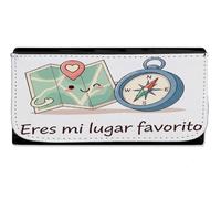 MERCHANDMANIA Billetera Billetero Frase Bonita Aventura Amistad Amor San Valentin Aniversario Novios Mujer señora Negro Monedero