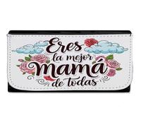 MERCHANDMANIA Billetera Billetero Frase Bonita Mejor Mama del Mundo Dia de la Madre Mujer señora Negro Monedero