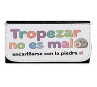 MERCHANDMANIA Billetera Billetero Frase Graciosa Chiste tropezar Piedra Problemas Vida Mujer señora Negro Monedero