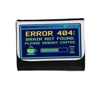 MERCHANDMANIA Billetera Billetero Frase Graciosa Error 404 sin Cerebro café Meme Unisex Negro Monedero