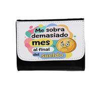 MERCHANDMANIA Billetera Billetero Frase Graciosa Final de Mes Dinero pobre Chiste Unisex Negro Monedero