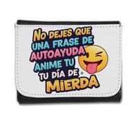 MERCHANDMANIA Billetera Billetero Frase Graciosa Mal Dia depresión Mental Chiste Hombre Caballero Negro Monedero