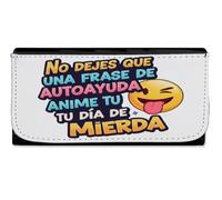 MERCHANDMANIA Billetera Billetero Frase Graciosa Mal Dia depresión Mental Chiste Mujer señora Negro Monedero