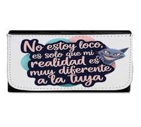 MERCHANDMANIA Billetera Billetero Frase Graciosa no Estoy Loco Loca Mente Realidad Mujer señora Negro Monedero