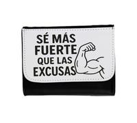 MERCHANDMANIA Billetera Billetero Frase Gym Gimnasio Deporte se más Fuerte Que Las Excusas Unisex Negro Monedero