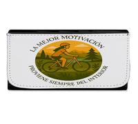 MERCHANDMANIA Billetera Billetero Frase motivacion Deporte Ejercicio Bicicleta Gimnasia Mujer señora Negro Monedero