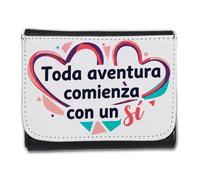 MERCHANDMANIA Billetera Billetero Frase motivadora Amor Aventura San Valentin Hombre Caballero Negro Monedero