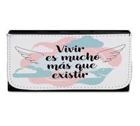 MERCHANDMANIA Billetera Billetero Frase motivadora Bonita filosófica Vivir Vida existir Mujer señora Negro Monedero