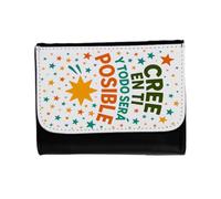 MERCHANDMANIA Billetera Billetero Frase motivadora Esfuerzo Trabajo sueños Unisex Negro Monedero