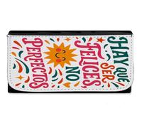 MERCHANDMANIA Billetera Billetero Frase motivadora Feliz Felicidad Vivir Vida Mujer señora Negro Monedero