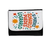 MERCHANDMANIA Billetera Billetero Frase motivadora soñar Logro motivacion Esfuerzo Unisex Negro Monedero
