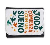 MERCHANDMANIA Billetera Billetero Frase motivadora sueño Logro Trabajo emprendedor Hombre Caballero Negro Monedero