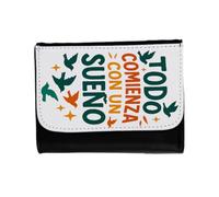 MERCHANDMANIA Billetera Billetero Frase motivadora sueño Logro Trabajo emprendedor Unisex Negro Monedero