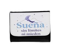 MERCHANDMANIA Billetera Billetero Frase motivadora sueño Romper limite Lucha Futuro Unisex Negro Monedero