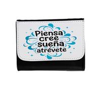MERCHANDMANIA Billetera Billetero Frase motivadora sueños Futuro Esfuerzo Lucha Unisex Negro Monedero