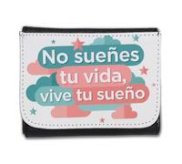MERCHANDMANIA Billetera Billetero Frase motivadora Vivir sueño Futuro Esfuerzo Hombre Caballero Negro Monedero