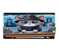 MERCHANDMANIA Billetera Billetero Gato Detective profesion espia Mascota Animal Mujer señora Negro Monedero