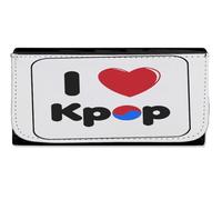 MERCHANDMANIA Billetera Billetero I Love Corea Music Logo Frase Mujer señora Negro Monedero