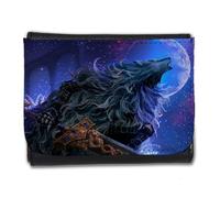 MERCHANDMANIA Billetera Billetero Lobo Fantasia Guerrero Espada Videojuego Game Luna Hombre Caballero Negro Monedero