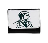 MERCHANDMANIA Billetera Billetero Logo Profesional Doctor Medico Familia Unisex Negro Monedero