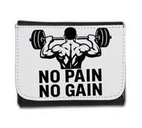 MERCHANDMANIA Billetera Billetero no Pain no Gain sin Dolor no Hay musculos Hombre Caballero Negro Monedero