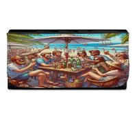 MERCHANDMANIA Billetera Billetero Playa Amigos Fiesta chiringuito Verano Beach Club Mujer señora Negro Monedero