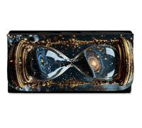 Merchandmanía Billetera Billetero Reloj astrologia Galaxia Cosmos Universo Tiempo Mujer señora Negro Monedero