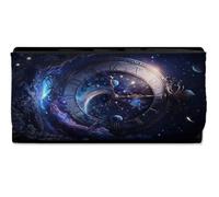 Merchandmanía Billetera Billetero Reloj astronomico Astros Estrellas Tiempo Luna Cosmos Mujer señora Negro Monedero